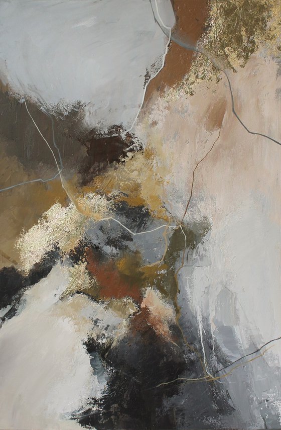 " Rime 2 " Abstract acrylic gray brown
