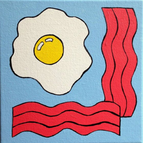 Fried Egg And Bacon Pop Art Painting Canvas