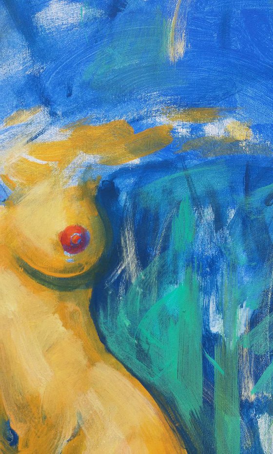 Abstract nude 50X70cm. Original acrylic painting.