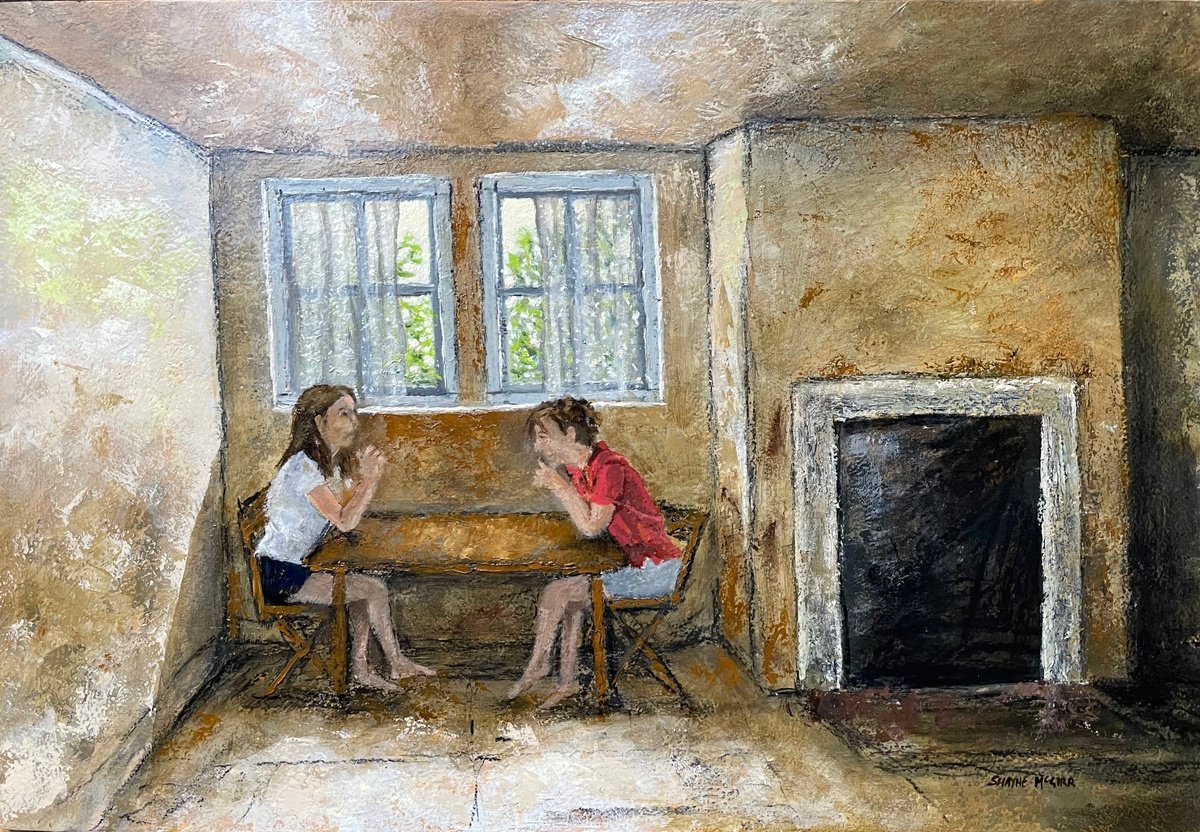 Impressionistic Portrait Painting By Shayne Mcgirr, 18 X 12", In Conversation, Original Artwork