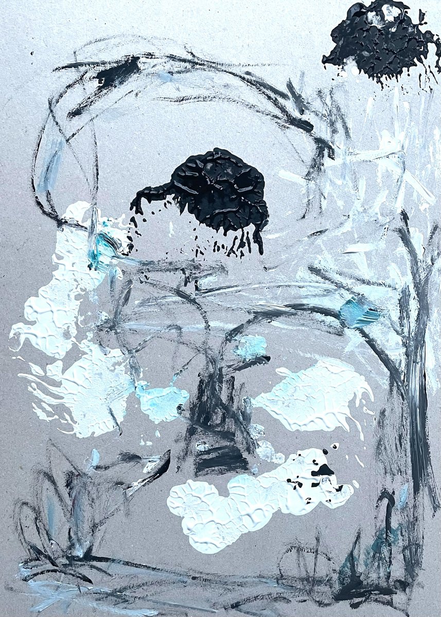 Organic Abstract Acrylic Painting By Christel Haag, 10 X 14, Fang Mich Doch, Original Artwork