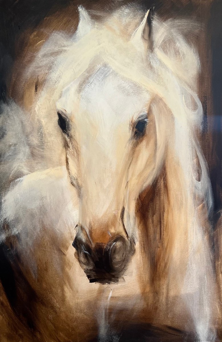 Expressive Animal Acrylic Painting By Tamara Andjus, 31 X 47", Edgar, Original Artwork