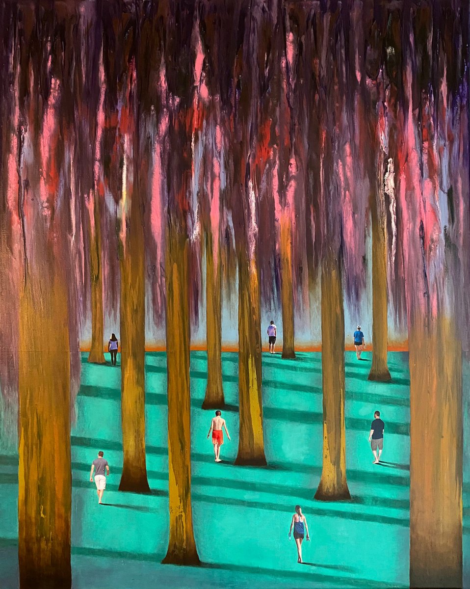 Surrealistic Landscape Painting By Stefano Pallara, 32 X 40", Transcending The Past, Original Artwork