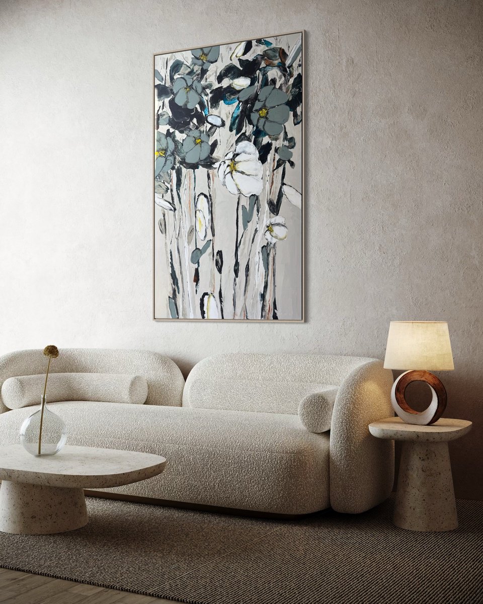 Impressionistic Botanical Acrylic Painting By Tetiana Hutsul, 37 X 61", If I Told You That I Loved You, Original Artwork