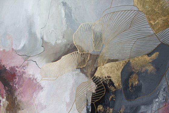 "Pink Miracle" Abstract pink gray acrylic art