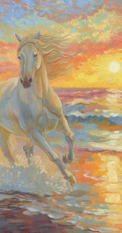 Horse at sunset by Julia Logunova