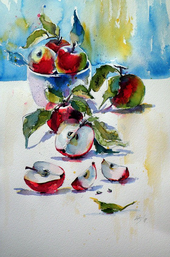 Apples on table