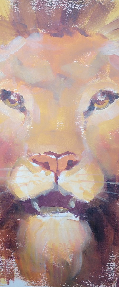 "Lion" (acrylic on paper painting) (11x15x0.1'') by Alexander Koltakov