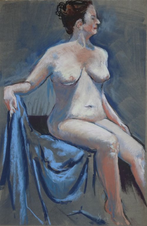 Seated Nude under Stage Lighting by Joanne Carmody Meierhofer
