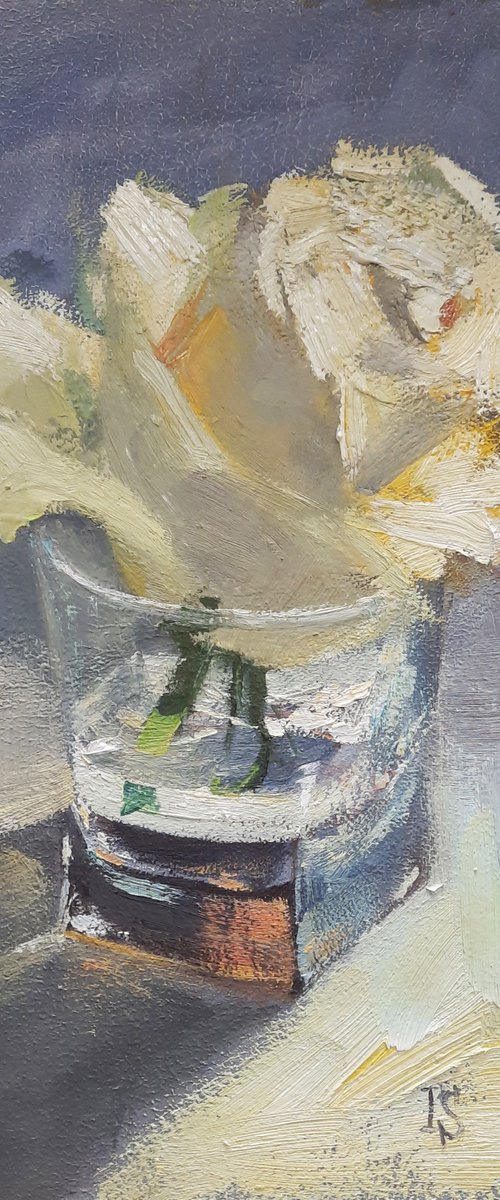 White Rose in the glass by Irina Sergeyeva