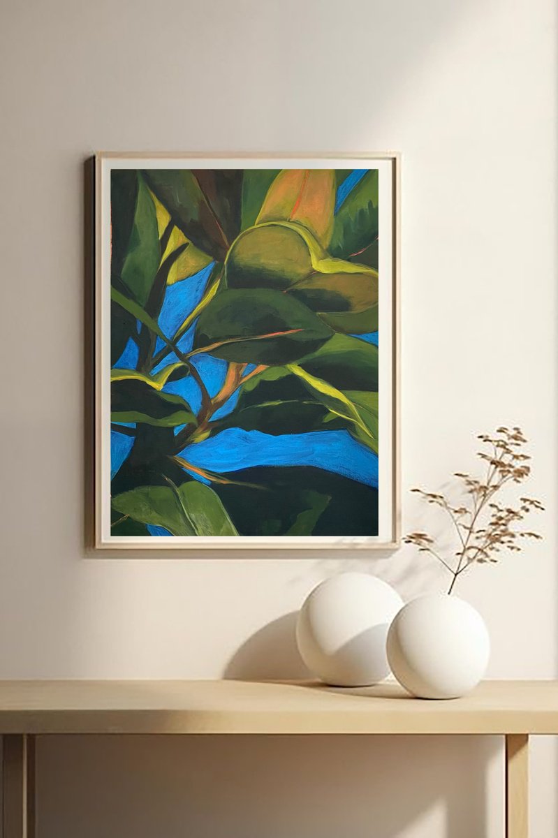 Photorealistic Botanical Acrylic Painting By Anahita Ghazanfari, 14 X 18, Magnolia 6, Original Artwork