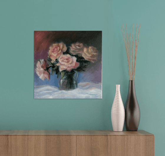 Tender bouquet of pink roses