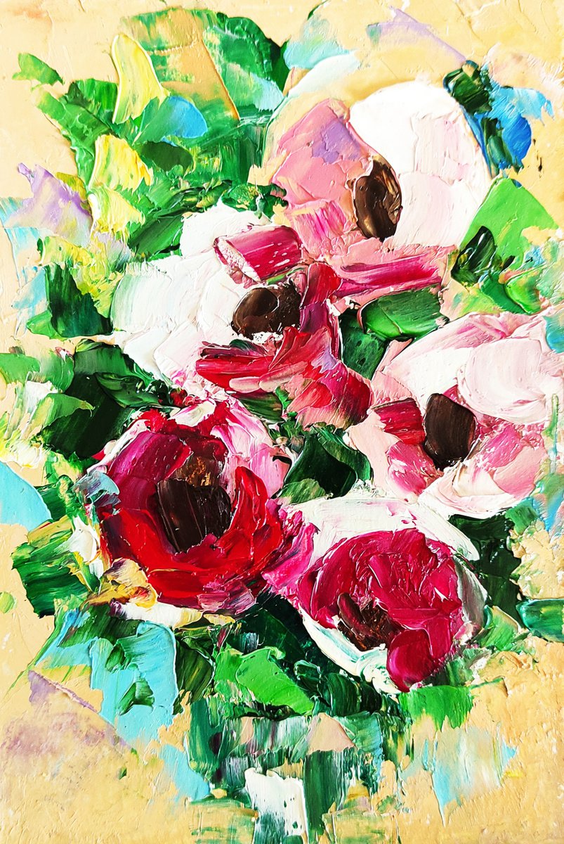 Peony Painting Bouquet Original Art Peonies Artwork Pink Floral Wall Art Flower Art by Yulia Berseneva