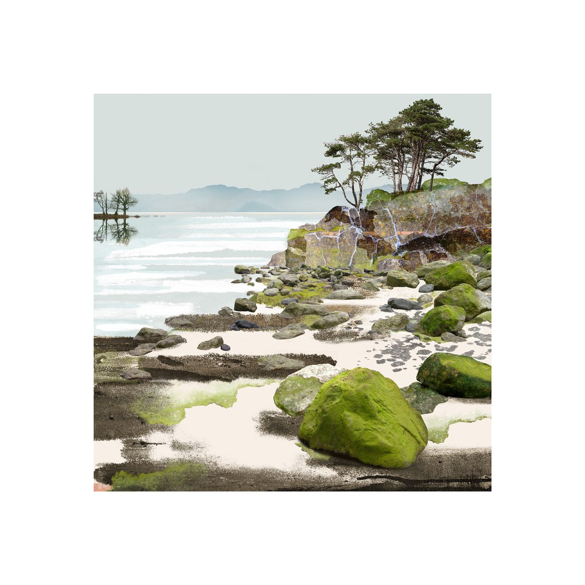 Impressionistic Landscape Photograph By Claire Gill, 20 X 20, The Velvet Shore, Original Artwork