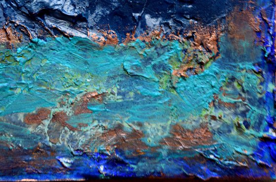 Terre inconnue / 60 cm x 60 cm Abstract Mixed Media painting