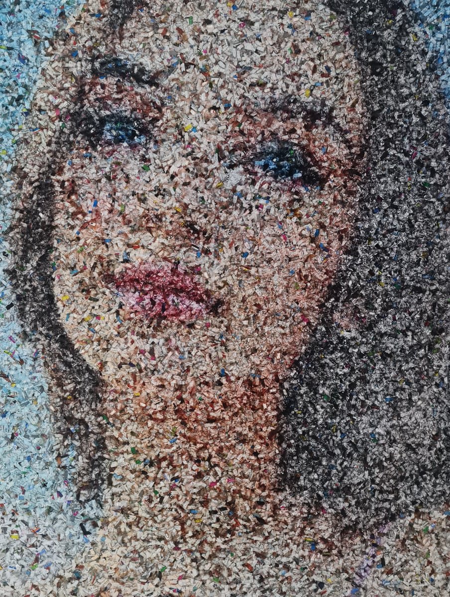 Impressionistic Portrait Collage By Alessio Mazzarulli, 26 X 33, Not Your Doll - 01 (N.661), Original Artwork