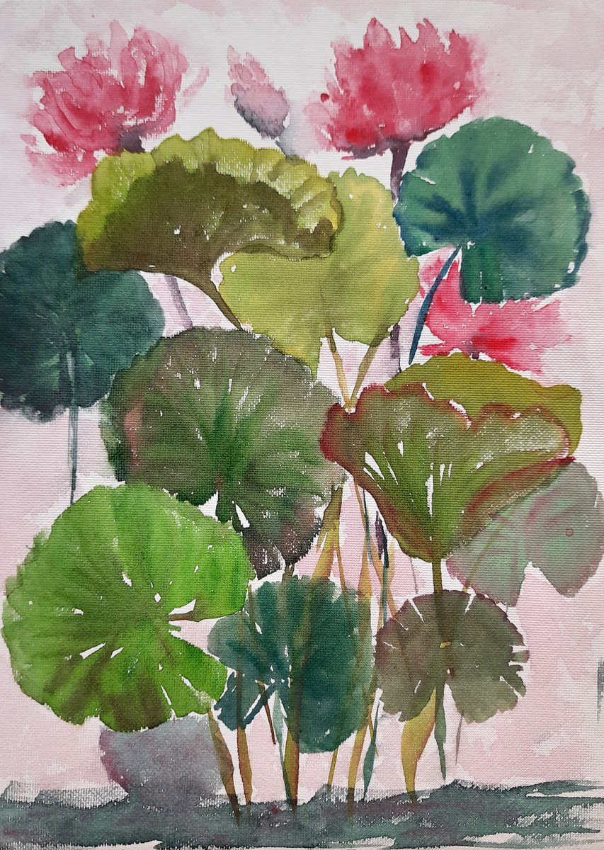Impressionistic Watercolour , Water Lily Pond 4 By Asha Shenoy, 8 X 11, Artwork For Sale On Artfinder