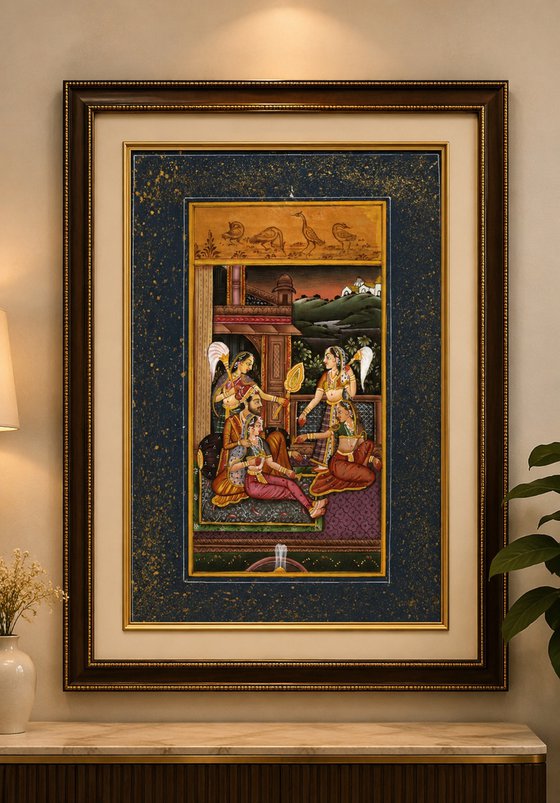 Mughal Love Scene Miniature Painting