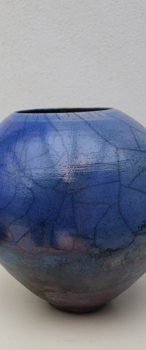 Blue Raku Moon Jar by Koen Lybaert