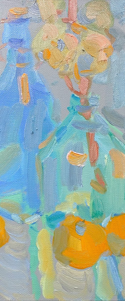 Still life with cotton and tangerines (5) by Nataliia Nosyk