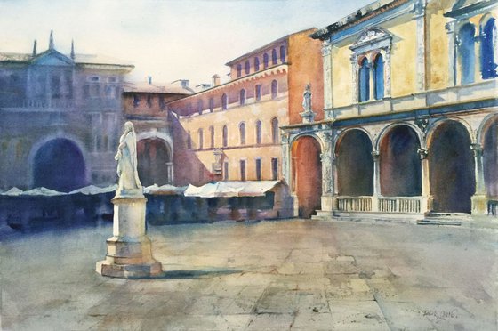 Monument to Dante in the Seignorie Square. Verona