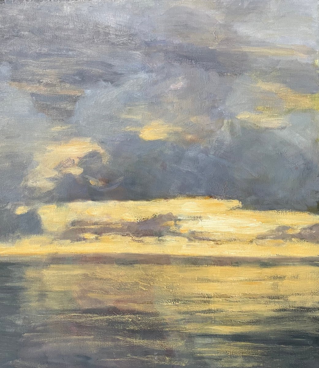 Impressionistic Landscape Oil Painting By Denys Kovalyk, 28 X 31, Sunset, Original Artwork