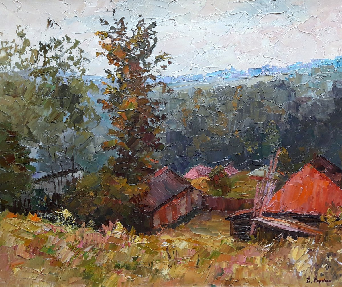 Oil painting Hill Village nSerb155 by Boris Serdyuk