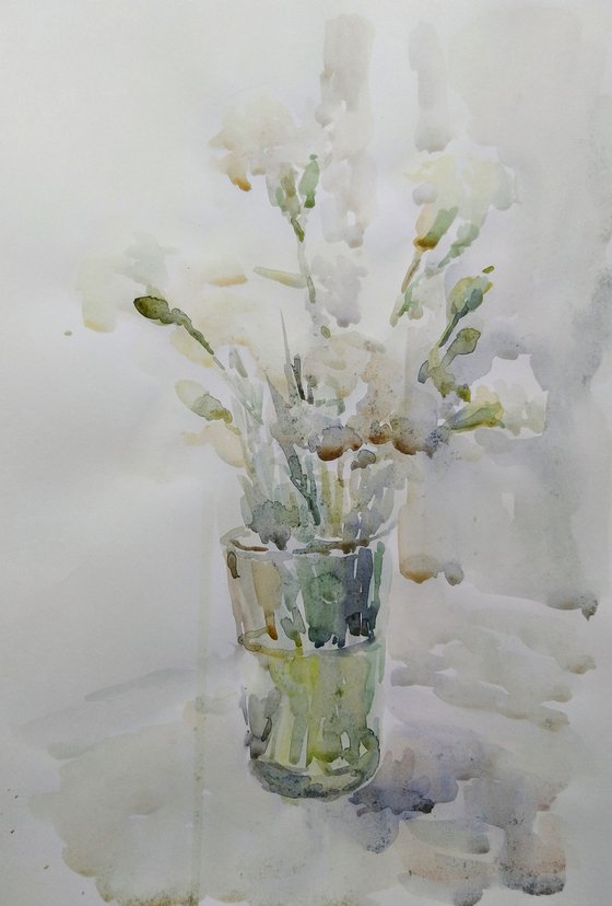 Carnations. Original watercolour painting.