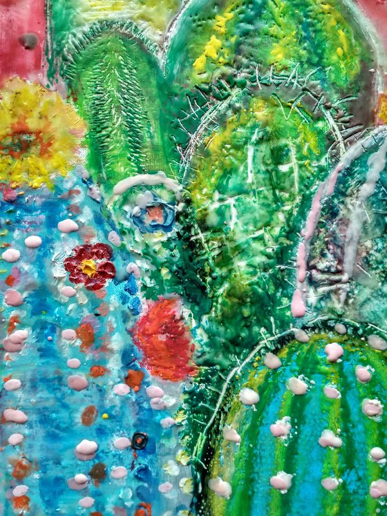Cactus - encaustic painting