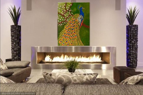 Spring Feelings - Original, unique, modern impressionist, peacock impasto painting