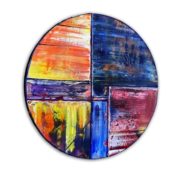 "Solstice" - Original PMS Oil Painting On Wood, Tondo - 18 x 18 inches