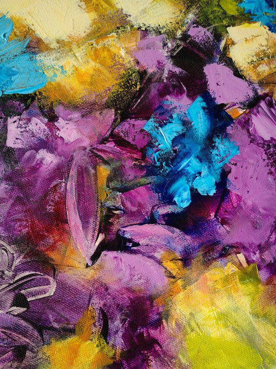 "Euphoria I" from "Colours of Summer" collection, abstract flower painting