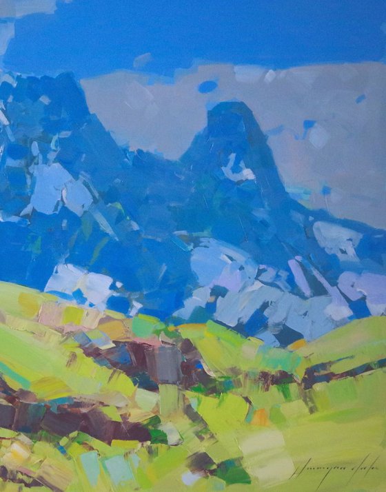 Landscape  Switzerland Alps Original oil painting One of a kind Signed with Certificate of Authenticity