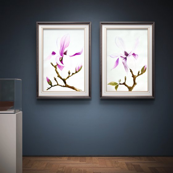 Diptych Wild Pink magnolia