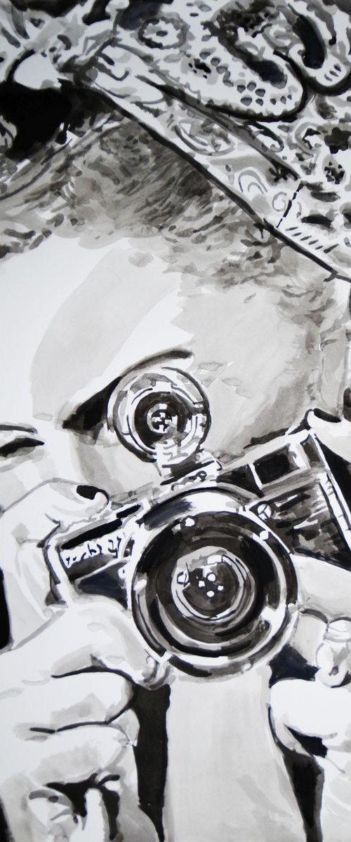 Girl with camera ID # 3 / 70 x 49.8 cm by Alexandra Djokic