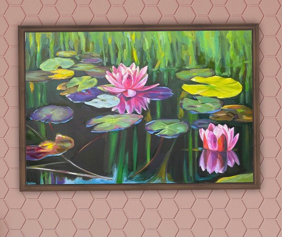 Colorful pond Water lilies 72.7 cm/50 cm
