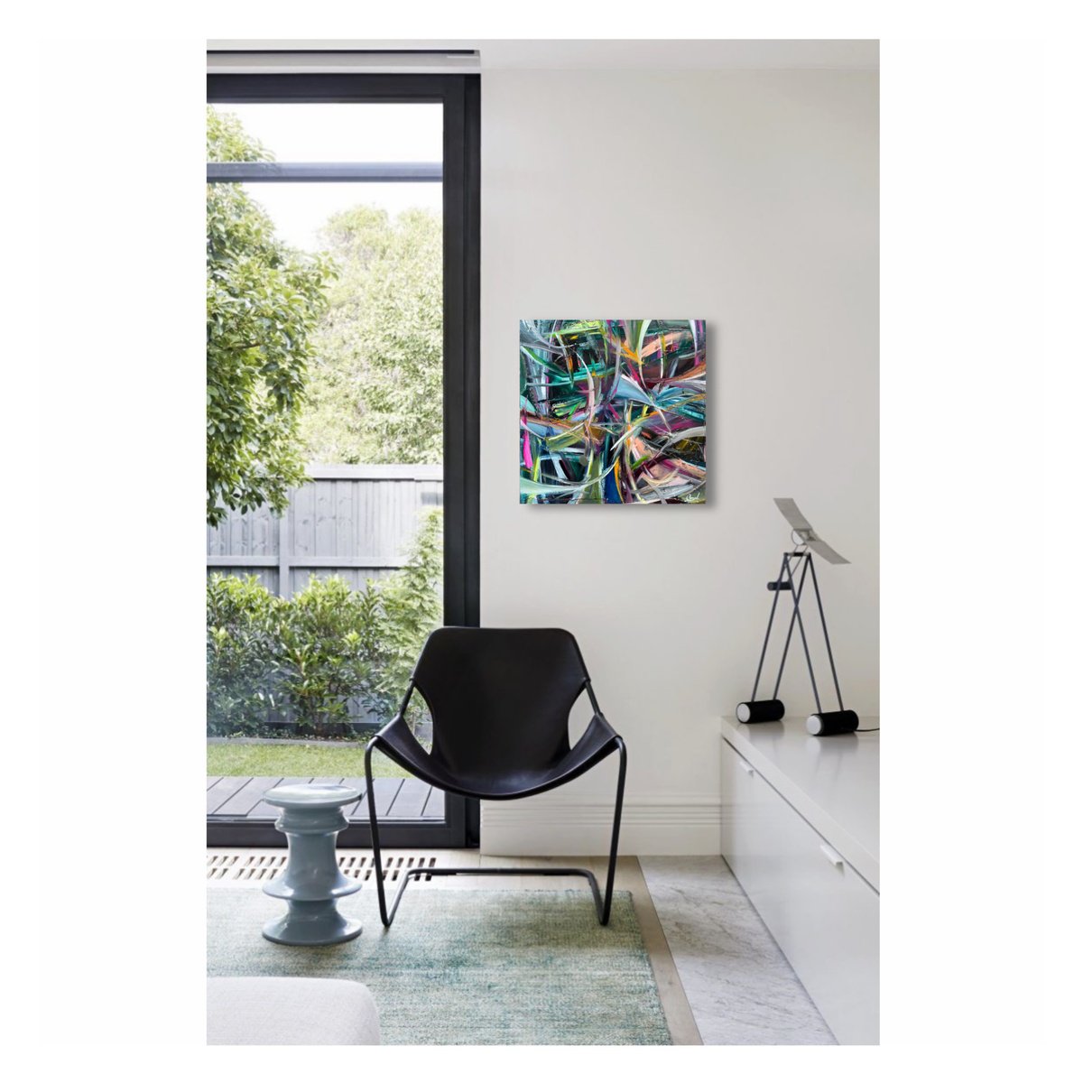 Expressive Abstract Oil Painting By Maria Esmar, 20 X 20", Chasing Shadows, Original Artwork