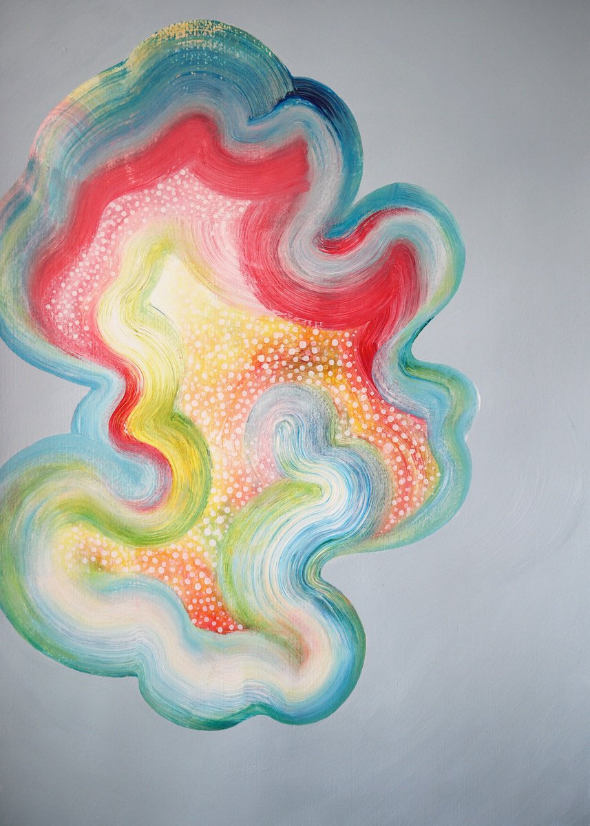 Abstract Acrylic Painting By Tam Chianta, 20 X 28", Mainspring Iii, Original Artwork