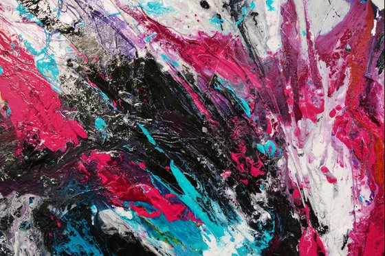 Magenta Romance 270cm x 120cm Teal Magenta Abstract Art