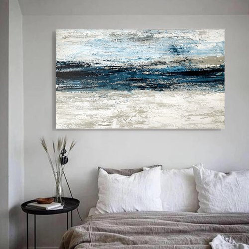 Blue seascape Gray White Abstract Art. by Marina Skromova