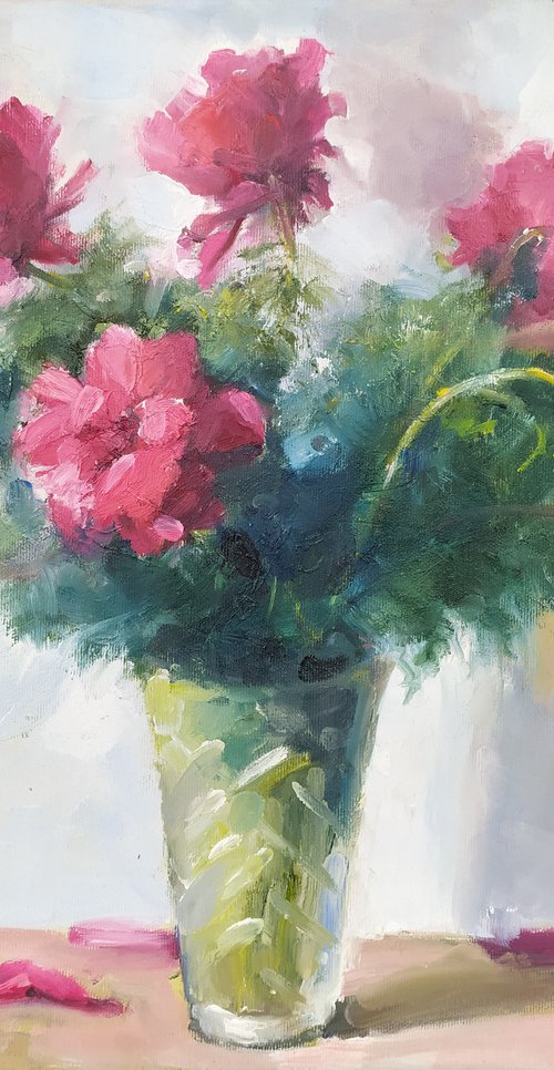 Peonies in a vase by Valentina Andrukhova