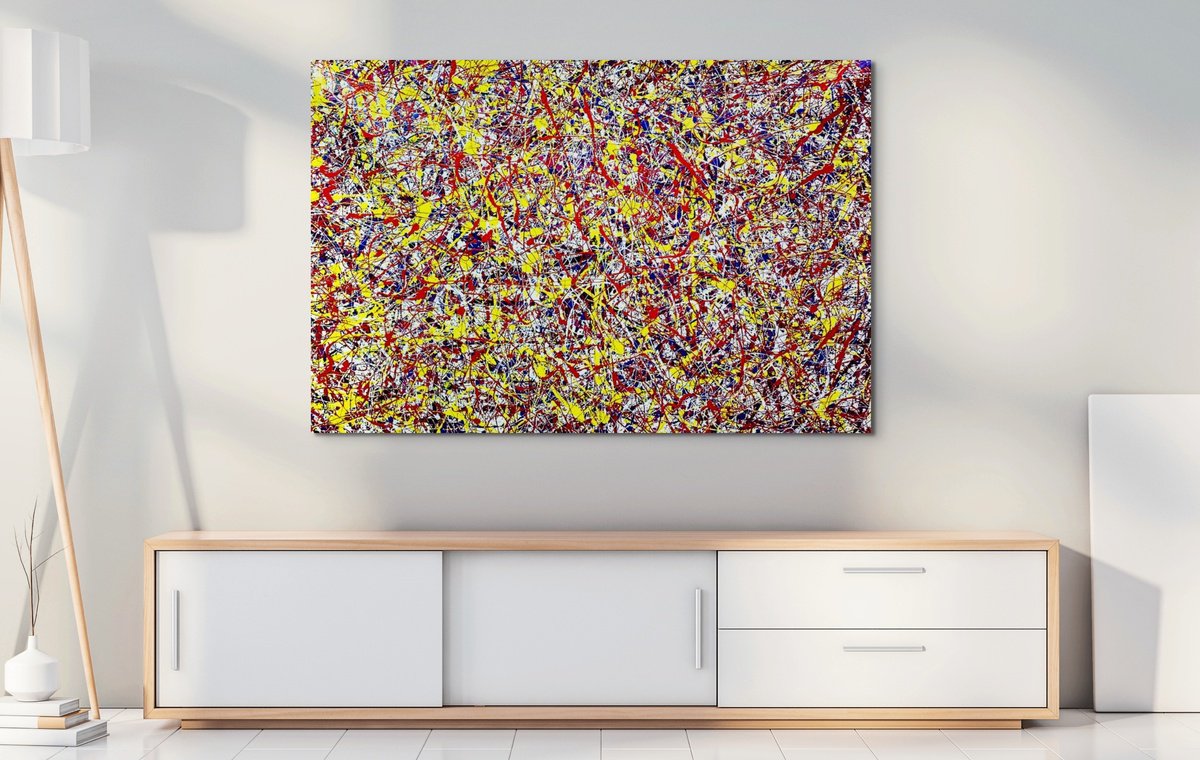 Organic Abstract Acrylic Painting By Estelle Asmodelle, 59 X 39, Strings Part 2, Original Artwork