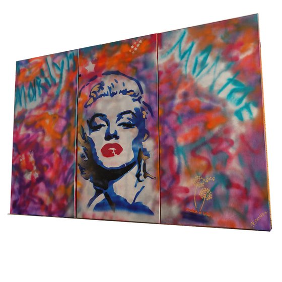 Marilyn Monroe F161 - large triptych - street art style paintings by Ksavera