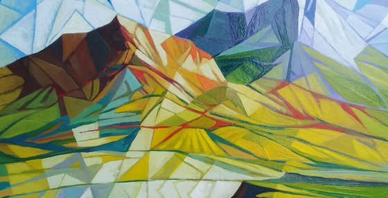 Cubism - Mountains - 2 (60x80cm, cubism, oil painting, ready to hang)
