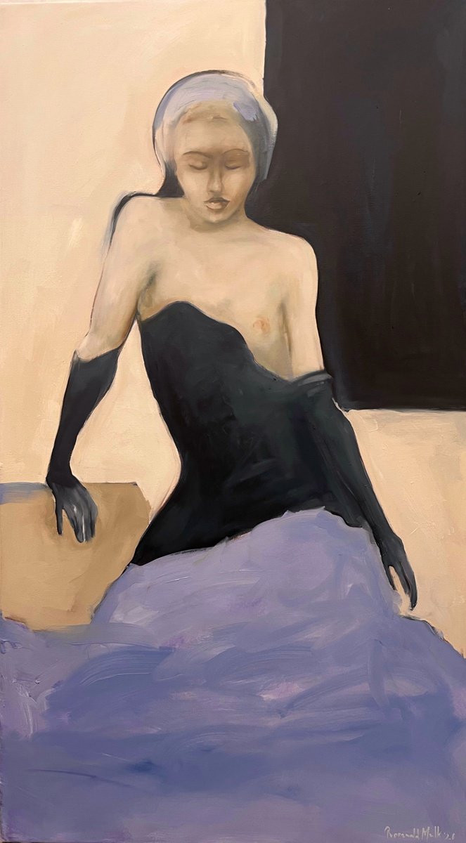 Lady On Black By Romuald Mulk Musiolik, 22 X 39, Artwork For Sale On Artfinder