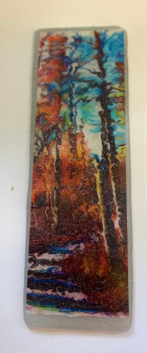 Candlin’s Coppice: Silk on glass art by Tony Roberts