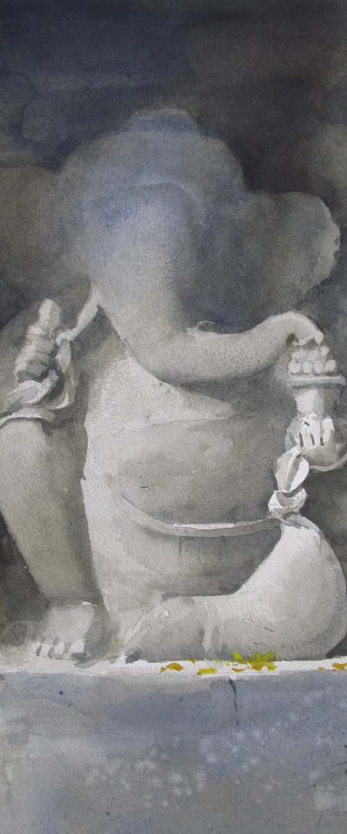 Ganesha, Stone sculpture 2 by Bhargavkumar Kulkarni