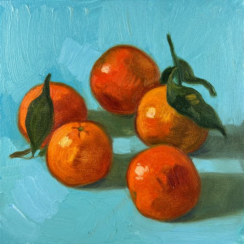 Still life with tangerines by Elina Arbidane