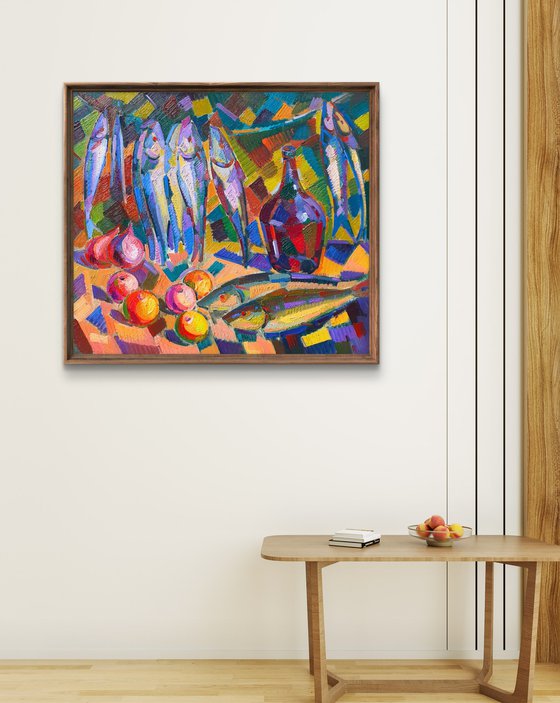 Fish, fruit and wine