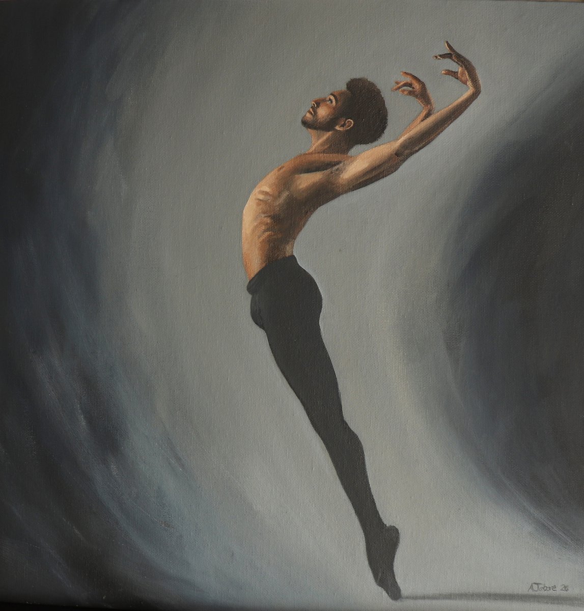 Beauty in the Fall, Portrait of a Dancer, Ballet, Male Dancer, Young Dancer Painting by Alex Jabore